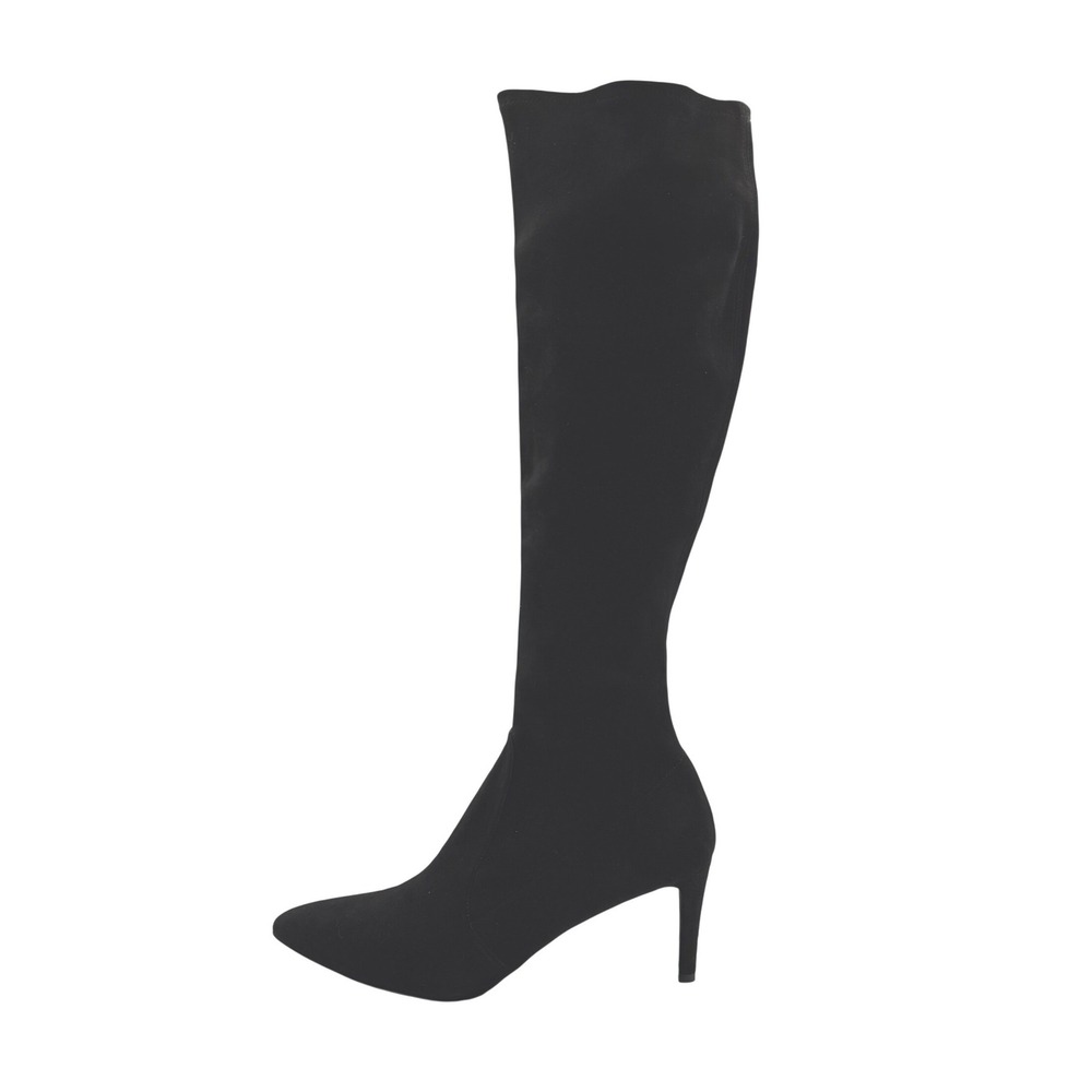 Stuart Weitzman Black Stretch Suede Knee High Boots 12M NWOB Mid Kitten Heel 3"